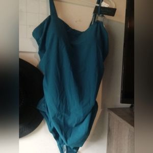 Aqua Green, Dark Teal One Piece Swimsuit